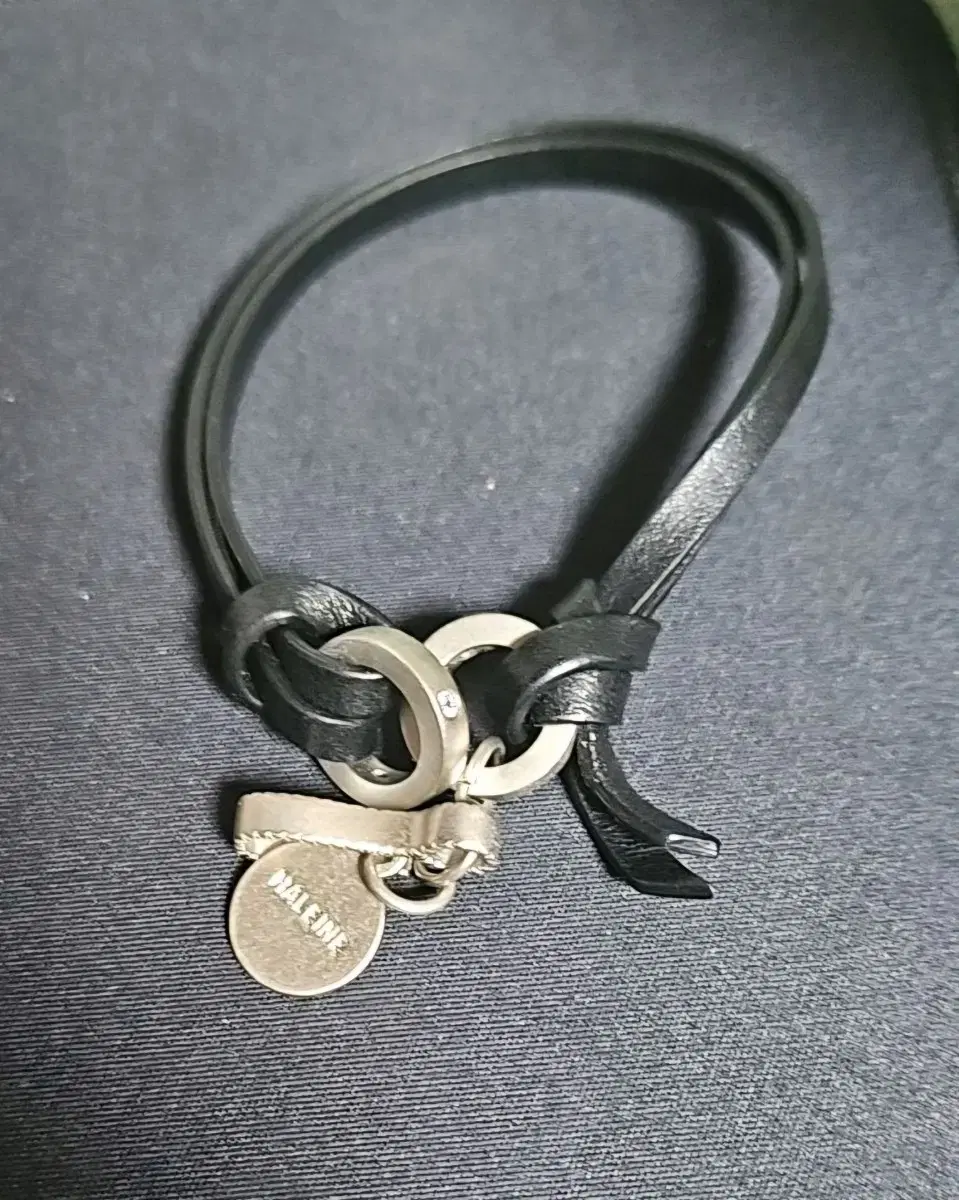HALEINE | 알렌느 Alrenne Leather Metal Mix Bracelet (Black